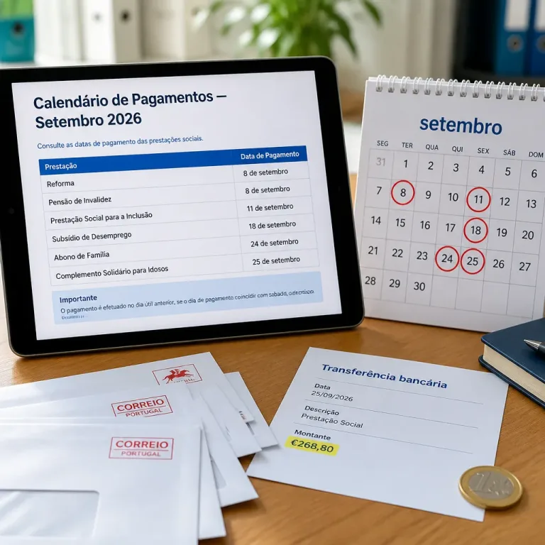 Segurança Social publica calendário de pagamento de setembro e confirma transição para Prestação Social Única