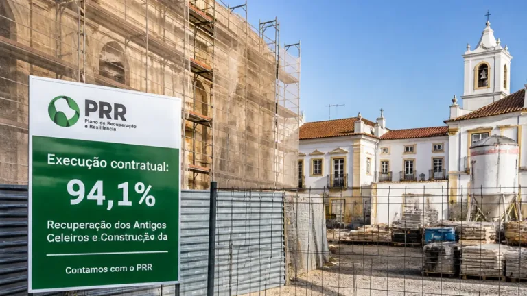 Évora regista 94,1% de execução contratual nos projetos PRR ligados a Évora 2027