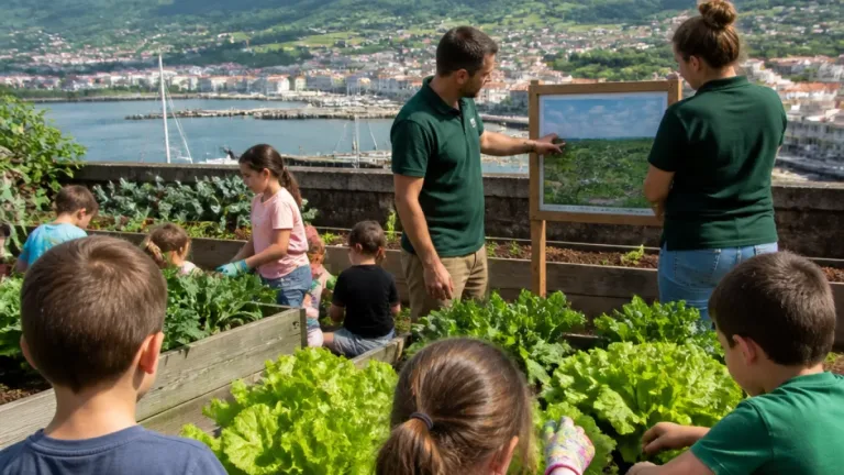 Horta: visita de escola a horta urbana sublinha papel da educação ambiental na formação cidadã