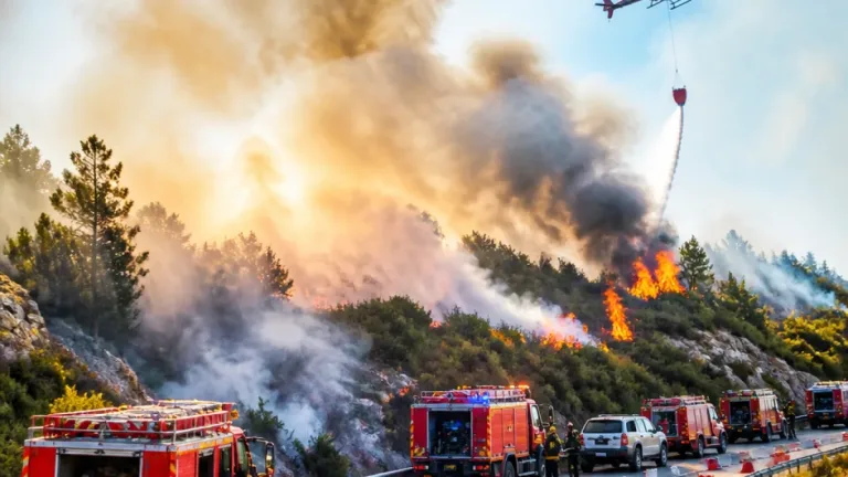 Incêndio em Sobrado obrigou ao corte da EN209 e mobilizou dezenas de meios em Valongo