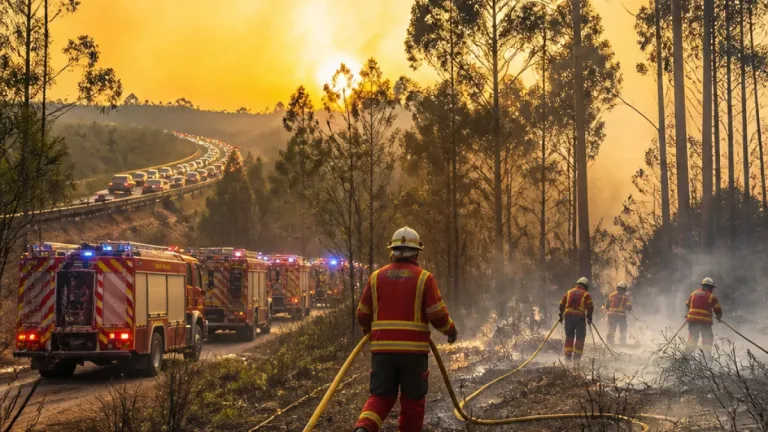 Incêndio perto de Eirol dado como dominado em Aveiro após corte da A1 e grande mobilização