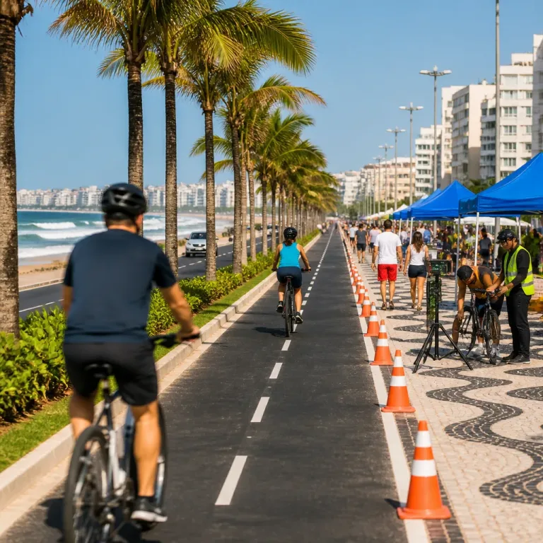 Inaugurada ciclofaixa de lazer de 7,2 km na orla da Zona Sul do Rio