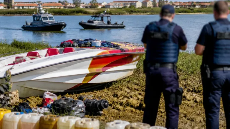 Narcolancha encalhada no Tejo entre Samora Correia e Vila Franca de Xira apreendida pela Polícia Marítima