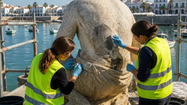 Portimão inicia manutenção da escultura «Ao Pescador» em Alvor para preservar património ribeirinho