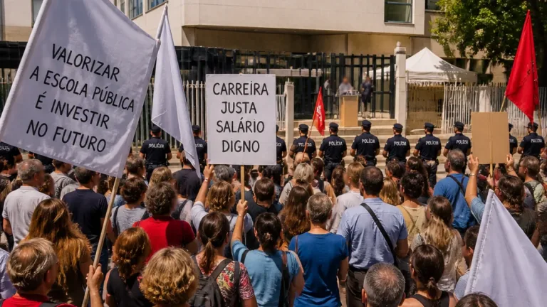 Protesto em Setúbal marca abertura do ano letivo com críticas à política educativa e salarial