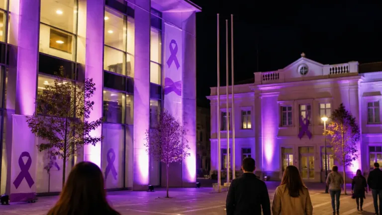 Seixal ilumina Fórum Cultural e Assembleia Municipal de roxo para sensibilizar sobre cancros ginecológicos