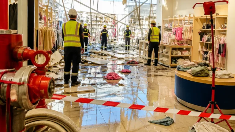 Teto desaba em loja do centro comercial La Vie nas Caldas da Rainha após rotura de conduta