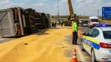 Accident cu camion răsturnat pe DN2A: trafic blocat la ieșirea spre Constanța