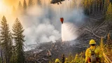 Incendiu în fondul forestier de la Băile Olănești: flăcările au afectat circa 22 ha; intervine un elicopter Black Hawk