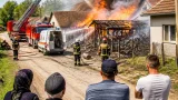 Incendiu violent în Naipu: şopron cu arzător pe butelie a cuprins două case; un bărbat rănit
