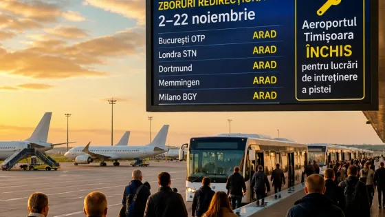 Aeroportul Arad preia zboruri din Timișoara între 2 și 22 noiembrie; curse zilnice către București confirmate