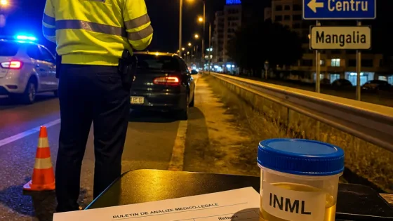 Bărbat din Mangalia depistat băut și sub influența drogurilor la volan, cu probe INML care confirmă cocaina