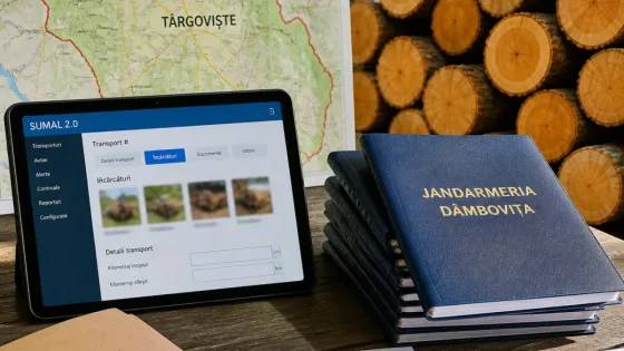 Jandarmeria Dâmbovița sesizează Poliția după ce contul SUMAL al unui decedat a justificat 122 de transporturi de lemn