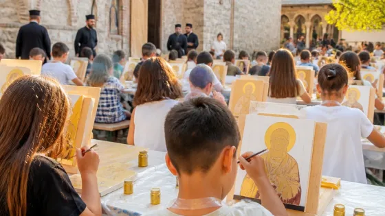 Tabăra de pictură religioasă „Sfântul și Dreptul Iosif” a reunit 21 de copii la Mănăstirea Trivale