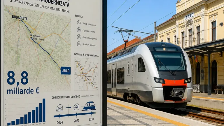 Arad inclus în planul Ungariei pentru legături feroviare directe către aeroportul din Budapesta, proiect de 8,8 miliarde euro