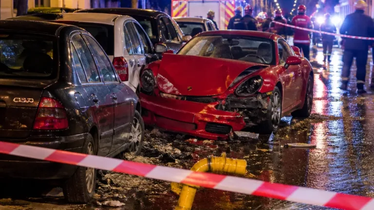 Bărbat băut la volan, cu Ferrari, a lovit patru maşini parcate și a avariat o conductă de gaz în Sibiu