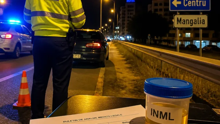 Bărbat din Mangalia depistat băut și sub influența drogurilor la volan, cu probe INML care confirmă cocaina