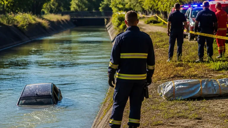 Cadavru găsit în canalul de aducţiune de la Zigoneni; în amonte a fost extras şi un autoturism
