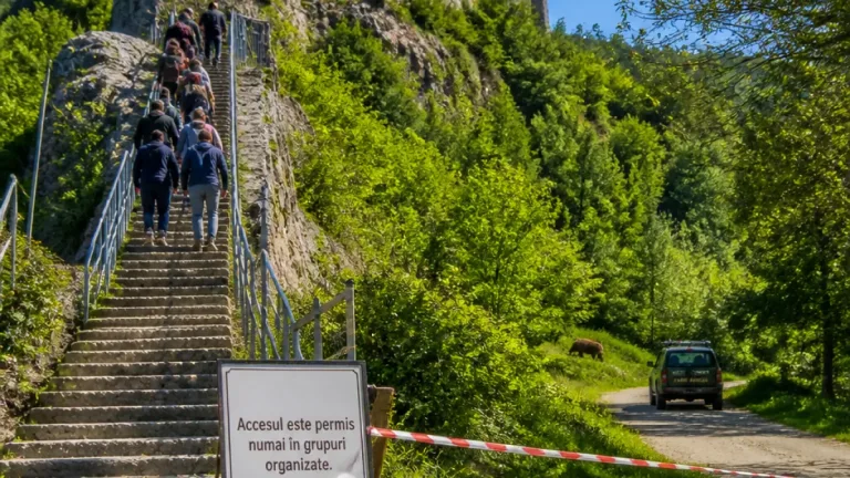 Cetatea Poenari poate fi vizitată doar în grupuri organizate după apariția unui urs în zonă
