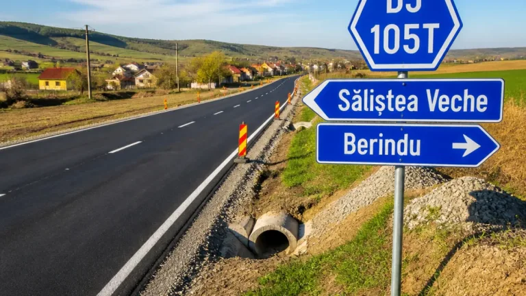 Consiliul Județean Cluj finalizează asfaltarea tronsonului Săliștea Veche–Berindu de pe DJ 105T