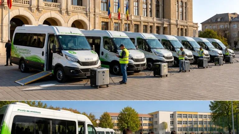 Consiliul Județean Mehedinți a predat șapte microbuze hibride pentru transportul elevilor
