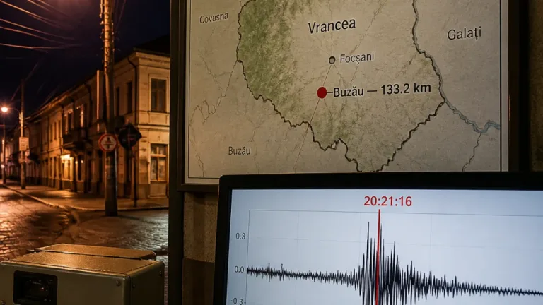Cutremur de magnitudinea 4,3 în zona seismică Vrancea; epicentrul în judeţul Buzău, adâncime 133,2 km