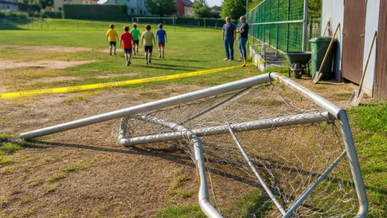 Dej: poarta de fotbal de pe terenul din Ocna s‑a răsturnat peste un copil — anchetă și semne de întrebare