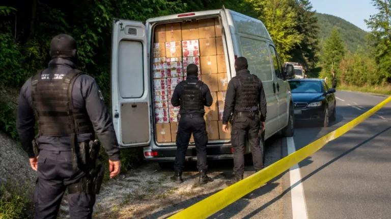 Descoperire de proporţii pe DN6: 436.000 de ţigarete fără marcaje fiscale, şofer reținut