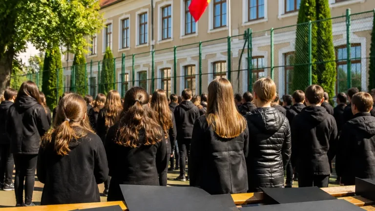 Elevii din Bistrița‑Năsăud au purtat negru pentru a cere consultare în privința uniformei școlare