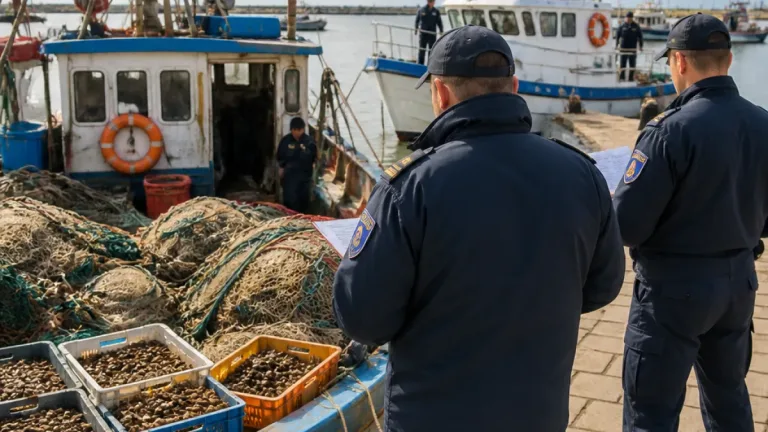 Garda de Coastă a indisponibilizat un pescador după prinderea a două tone de rapană în traulare, la Sulina