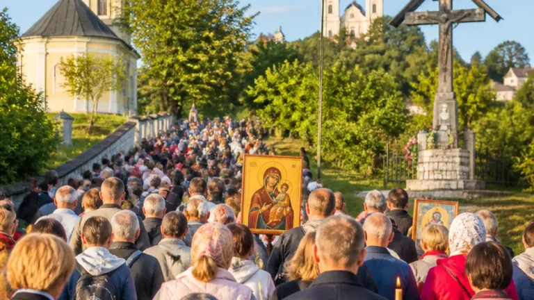 Gherla: Mii de credincioși au plecat pe jos spre Mănăstirea Nicula de Adormirea Maicii Domnului