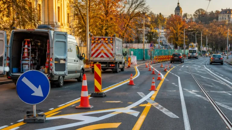 Iași: marcaje rutiere pe strada Sărărie pentru devierea traficului înaintea lucrărilor în Copou