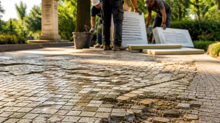 Iași: mozaicul din fața teiului lui Eminescu nu va fi refăcut; se montează plăci de marmură