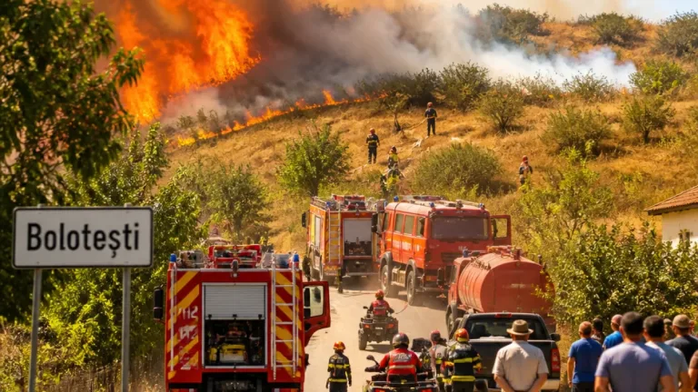 Incendiu de vegetație la Bolotești: aproximativ 30 de hectare în flăcări, intervenție a ISU Vrancea