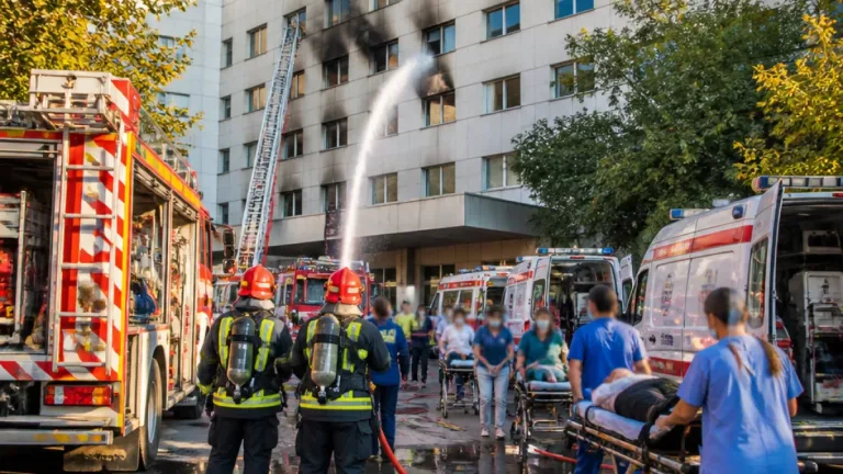 Incendiu la Institutul Clinic Fundeni: 37 de pacienți evacuați, intervenție masivă a pompierilor