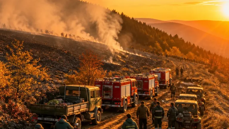 Incendiu la Nereju: aproximativ 10 hectare de fond forestier afectate, intervenţie cu forţe silvice şi voluntari