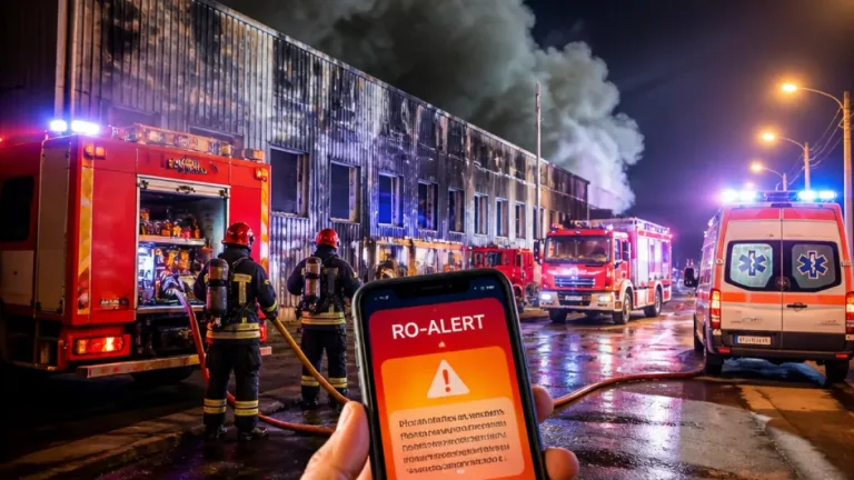 Incendiu la o hală din Satu Mare: fum dens, victimă cu arsuri și mesaj RO-ALERT pentru locuitori