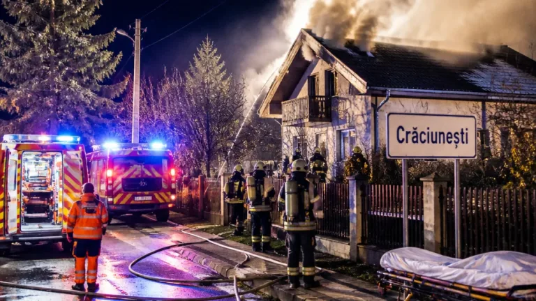 Incendiu la o locuinţă din Crăciunești: fetiţă de 2 ani şi mama, spitalizate; o persoană inconştientă preluată de SAJ