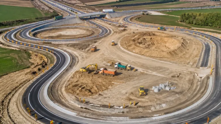 Lucrările la A7 accelerează: nodul rutier turbion de lângă Pașcani prinde contur