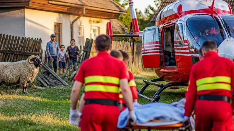 Octogenară din Monor, transportată cu elicopterul SMURD după ce ar fi fost lovită de un berbec