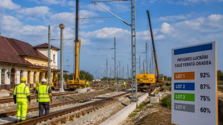 Oradea: stadiul lucrărilor la electrificarea liniei ferate Cluj‑Napoca – Oradea – Episcopia Bihor