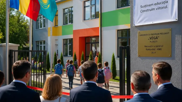 Ploiești: inaugurarea unei noi școli pentru CN «I. L. Caragiale», donată de Rompetrol