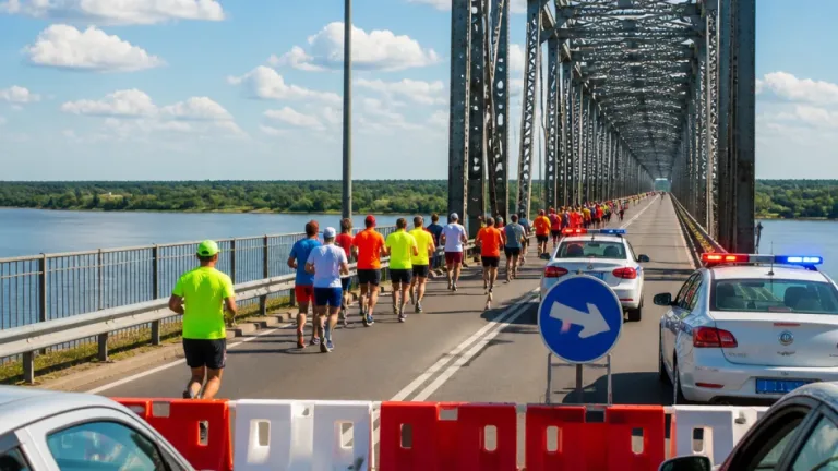 Podul Prieteniei Giurgiu–Ruse închis o oră duminică pentru traversarea alergătorilor