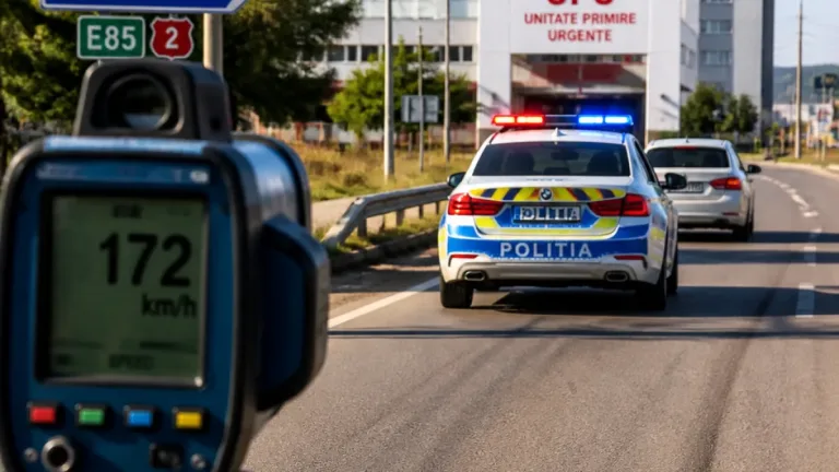 Polițiștii din Buzău au escortat un autoturism surprins cu 172 km/h până la Urgențe; conducătorul a fost sancționat