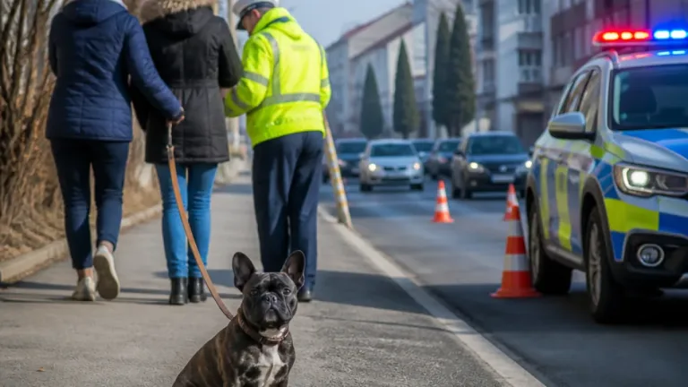 Poliţiştii din Miercurea-Ciuc salvează un Bulldog Francez găsit lângă un drum intens circulat