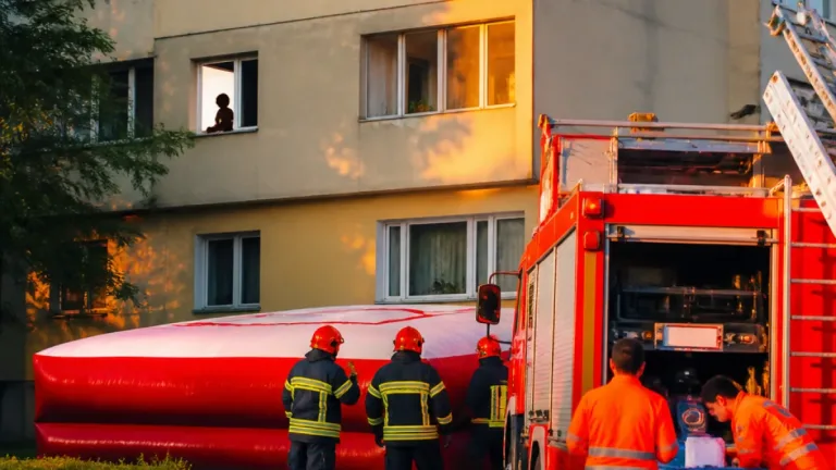 Pompierii din Baia Mare au salvat un copil de 2 ani aflat pe pervazul unei ferestre la etajul I
