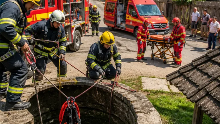 Pompierii din Târgu Mureş au salvat o persoană căzută într-o fântână la Sântana de Mureş