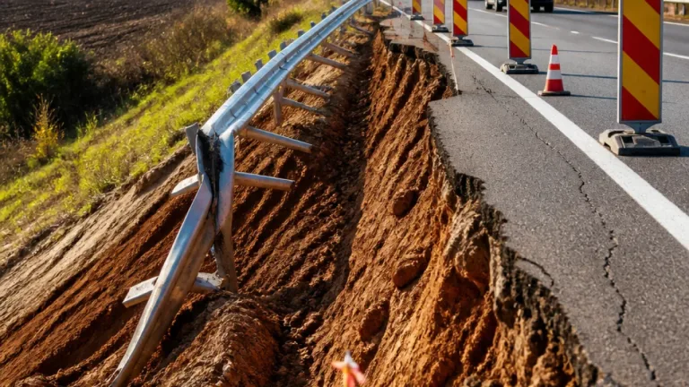 Sebeș: surparea de pe A10, agravare vizibilă; lucrările definitive încă neîncepute