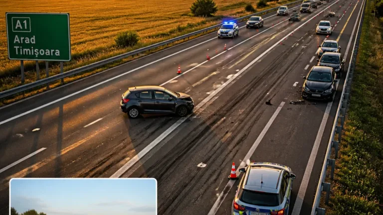 Șofer de 73 de ani, identificat după ce a mers zeci de kilometri pe contrasens pe A1 și a provocat un accident