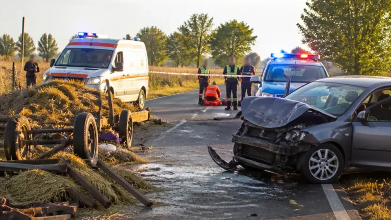 Trei răniți după coliziunea dintre un autoturism și un atelaj hipo pe DJ 546A; poliția a deschis dosar penal